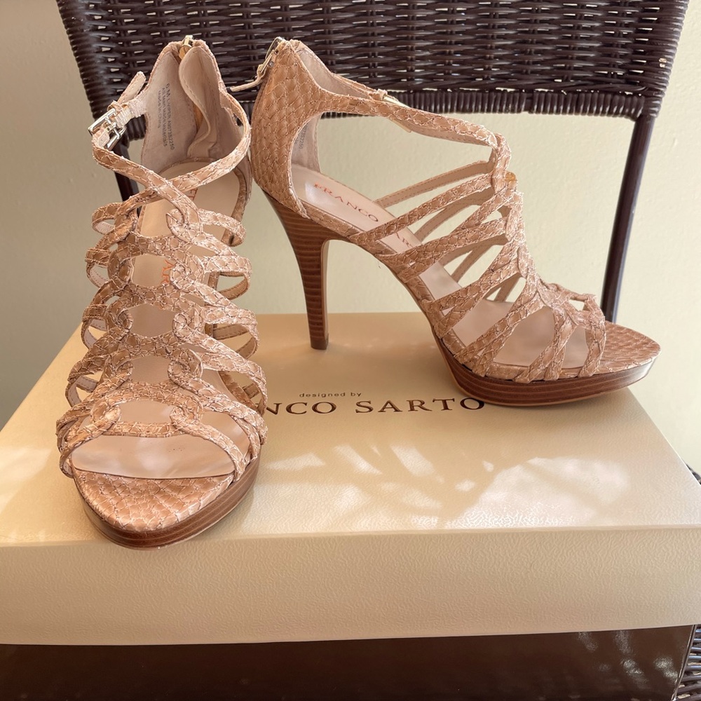 Franco Sarto L-Viper Nude Strappy Heels - Picture 5 of 5